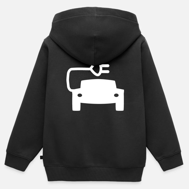 Véhicules hybrides et électriques - Sweat Premium à capuche zippé enfant bio - noir