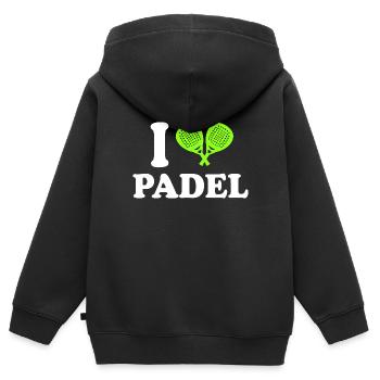 Ich liebe Padel - Kinder Premium Organic Zip Hoodie - Schwarz - Hinten - AI Model Kid Male (0cm)