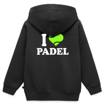 Ich liebe Padel - Kinder Premium Organic Zip Hoodie - Schwarz - Hinten - AI Model Kid Male (0cm)