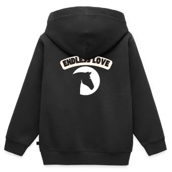 Cheval d’amour sans fin - Sweat Premium à capuche zippé enfant bio - noir - Dos - AI Model Kid Male (0cm)