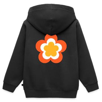 70er Jahre Blume Hippie Festival Kostüm - Kinder Premium Organic Zip Hoodie - Schwarz - Hinten - AI Model Kid Male (0cm)