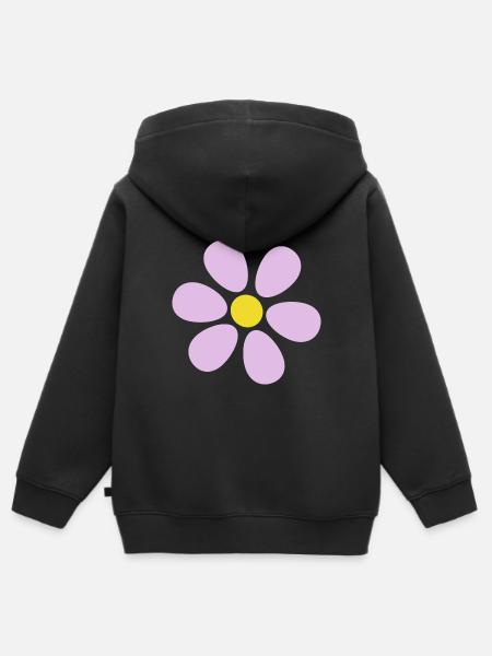Fleur fleur pastel fleurs fleurs pastel lilas - Sweat Premium à capuche zippé enfant bio - noir