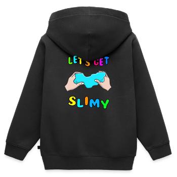 Schleim Fluffy Drizzly Cloud Texture Bubble Pop - Kinder Premium Organic Zip Hoodie - Schwarz - Hinten - AI Model Kid Male (0cm)
