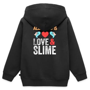 Schleim & Love Fluffy Drizzly Cloud Texture Bubble - Kinder Premium Organic Zip Hoodie - Schwarz - Hinten - AI Model Kid Male (0cm)