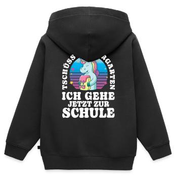 Einschulung 07 Zeichenfläche 15 - Kinder Premium Organic Zip Hoodie - Schwarz - Hinten - AI Model Kid Male (0cm)