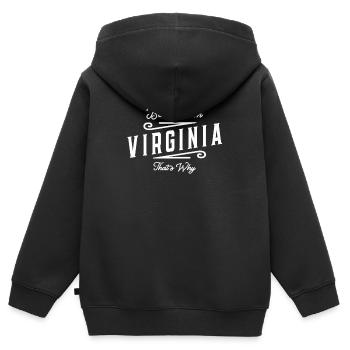 Weil ich Virginia bin, deshalb personalisierter Name - Kinder Premium Organic Zip Hoodie - Schwarz - Hinten - AI Model Kid Male (0cm)