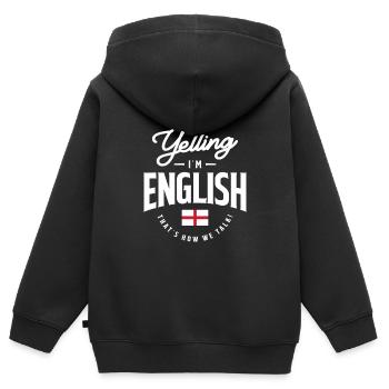 Je ne crie pas Je suis Anglais Drôle Anglais Fierté - Sweat Premium à capuche zippé enfant bio - noir - Dos - AI Model Kid Male (0cm)
