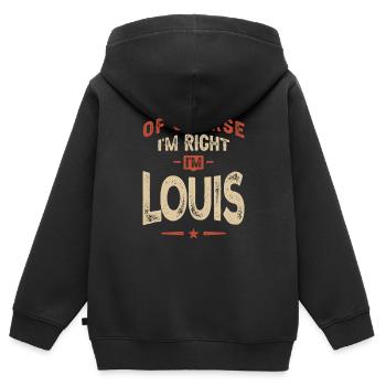 Louis Name Funny Personalized Birthday Louis - Kids Premium Organic Zip-up Hoodie - black - Back - AI Model Kid Male (0cm)