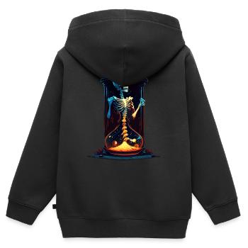 Menschliches Skelett als Sanduhr - Horror Comic - Kinder Premium Organic Zip Hoodie - Schwarz - Hinten - AI Model Kid Male (0cm)
