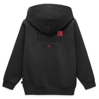 Bilieve in dir selbst, vertraue dem Prozess - Positiv - Kinder Premium Organic Zip Hoodie - Schwarz - Hinten - AI Model Kid Male (0cm)