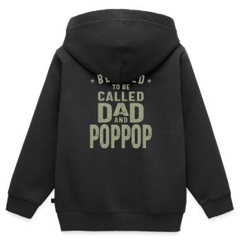 Papa und Pop-Pop - Doppelter Segen - Vatertag - Kinder Premium Organic Zip Hoodie - Schwarz - Hinten - AI Model Kid Male (0cm)