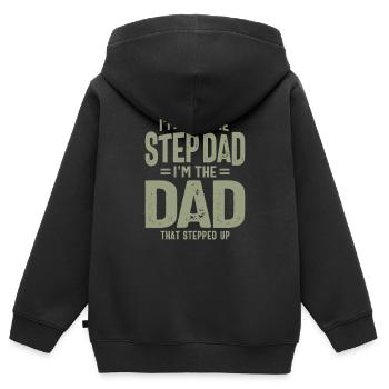 Step-up Dad, Not Step Dad - Fête des Pères - Sweat Premium à capuche zippé enfant bio - noir - Dos - AI Model Kid Male (0cm)