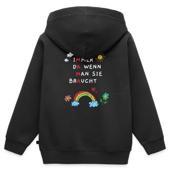 Mama – Immer da wenn man sie braucht - Kinder Premium Organic Zip Hoodie - Schwarz - Hinten - AI Model Kid Male (0cm)