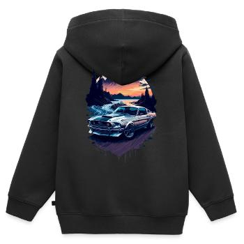 Sportwagen - Kinder Premium Organic Zip Hoodie - Schwarz - Hinten - AI Model Kid Male (0cm)