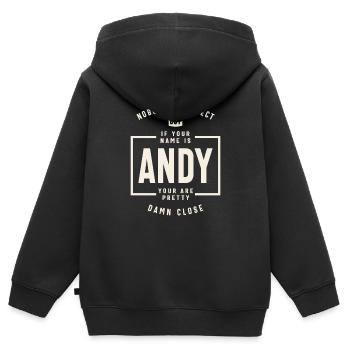 Imperfectly Perfect The Andy Exception - Andy Name - Kids Premium Organic Zip-up Hoodie - black - Back - AI Model Kid Male (0cm)