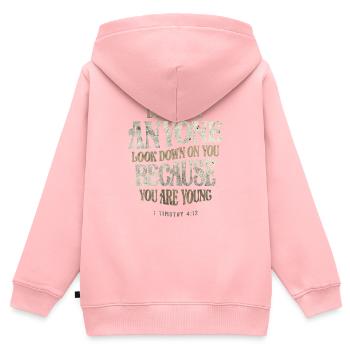 Dont Anyone Look Down on You Because You Are Young - Kids Premium Organic Zip-up Hoodie - rose - Back - AI Model Kid Female (0cm)