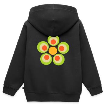 70er Jahre Blume Muster grün st patrick's day  - Kinder Premium Organic Zip Hoodie - Schwarz - Hinten - AI Model Kid Male (0cm)