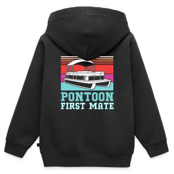 Bateau ponton Bateau Bateaux - Sweat Premium à capuche zippé enfant bio - noir - Dos - AI Model Kid Male (0cm)