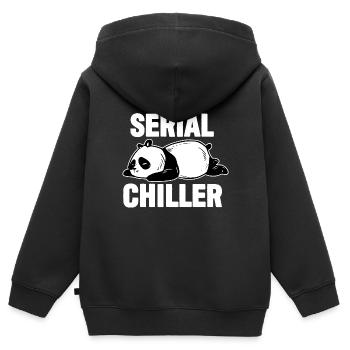 Panda Funny - Refroidisseur en série - Sweat Premium à capuche zippé enfant bio - noir - Dos - AI Model Kid Male (0cm)