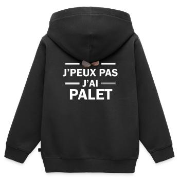 je peux pas j'ai palet - Sweat Premium à capuche zippé enfant bio - noir - Dos - AI Model Kid Male (0cm)
