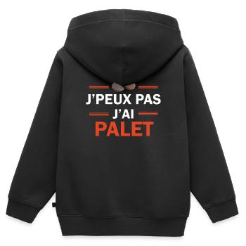 je peux pas j'ai palet - Sweat Premium à capuche zippé enfant bio - noir - Dos - AI Model Kid Male (0cm)
