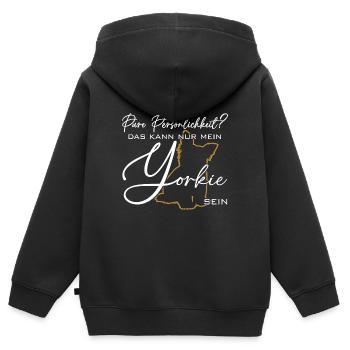 Yorkie Silhouette lustiger Spruch Schreibschrift - Kinder Premium Organic Zip Hoodie - Schwarz - Hinten - AI Model Kid Male (0cm)
