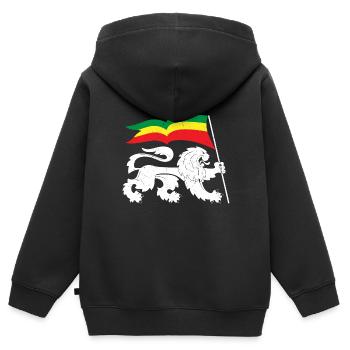 Flagge Silhouette Reggaeton Rasta Reggae Löwe - Kinder Premium Organic Zip Hoodie - Schwarz - Hinten - AI Model Kid Male (0cm)