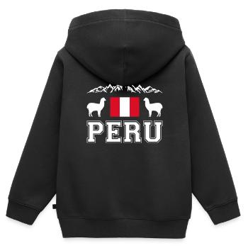 Pérou - Sweat Premium à capuche zippé enfant bio - noir - Dos - AI Model Kid Male (0cm)
