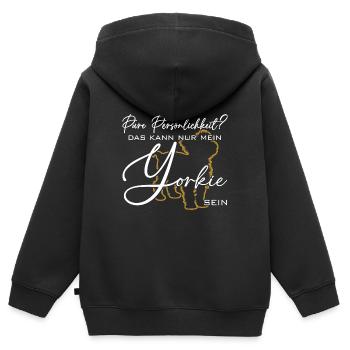 Yorkie Silhouette lustiger Spruch Schreibschrift - Kinder Premium Organic Zip Hoodie - Schwarz - Hinten - AI Model Kid Male (0cm)