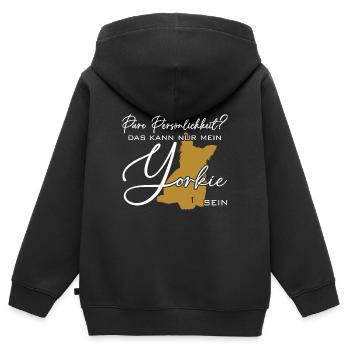 Yorkie Silhouette lustiger Spruch Schreibschrift - Kinder Premium Organic Zip Hoodie - Schwarz - Hinten - AI Model Kid Male (0cm)