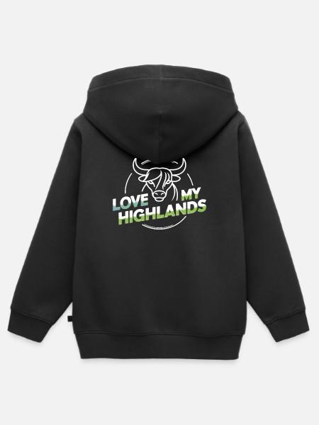 Meine Highlands Rinder ich liebe Highlands - Hoodie Premium med dragkedja barn ekologisk - svart