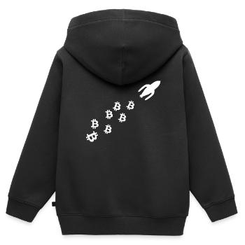 Die Coin Rakete - Kinder Premium Organic Zip Hoodie - Schwarz - Hinten - AI Model Kid Male (0cm)