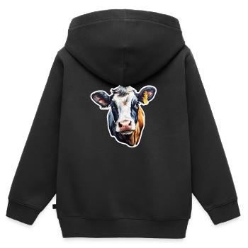 Kuh Milchkuh Holstein - Kinder Premium Organic Zip Hoodie - Schwarz - Hinten - AI Model Kid Male (0cm)