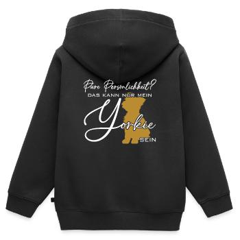 Yorkie Silhouette lustiger Spruch Schreibschrift - Kinder Premium Organic Zip Hoodie - Schwarz - Hinten - AI Model Kid Male (0cm)