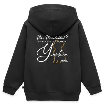Yorkie Silhouette lustiger Spruch Schreibschrift - Kinder Premium Organic Zip Hoodie - Schwarz - Hinten - AI Model Kid Male (0cm)