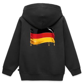 DEUTSCHLANDFLAGGE FAHNE DEUTSCHLAND - Kinder Premium Organic Zip Hoodie - Schwarz - Hinten - AI Model Kid Male (0cm)