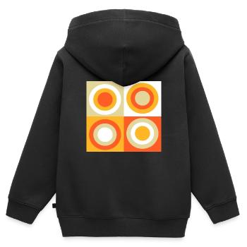 70er Jahre Muster Retro Hippie Flowers Power - Kinder Premium Organic Zip Hoodie - Schwarz - Hinten - AI Model Kid Male (0cm)