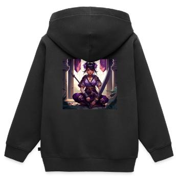 Déesse Badtsune - Sweat Premium à capuche zippé enfant bio - noir - Dos - AI Model Kid Male (0cm)