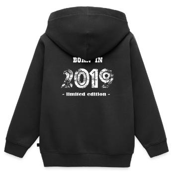 NÉ EN 2019 - édition limitée - Sweat Premium à capuche zippé enfant bio - noir - Dos - AI Model Kid Male (0cm)