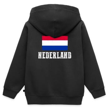 Pays-Bas Pays-Bas - Sweat Premium à capuche zippé enfant bio - noir - Dos - AI Model Kid Male (0cm)