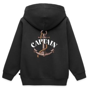 Kapitän - Kinder Premium Organic Zip Hoodie - Schwarz - Hinten - AI Model Kid Male (0cm)