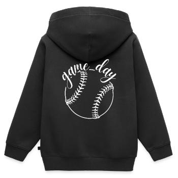 SPIELTAG - Kinder Premium Organic Zip Hoodie - Schwarz - Hinten - AI Model Kid Male (0cm)