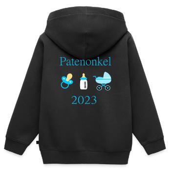 Patenonkel 2023 Geburt Junge Taufe - Kinder Premium Organic Zip Hoodie - Schwarz - Hinten - AI Model Kid Male (0cm)
