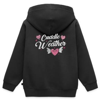 Partenaire relationnel Tendresse câline - Sweat Premium à capuche zippé enfant bio - noir - Dos - AI Model Kid Male (0cm)