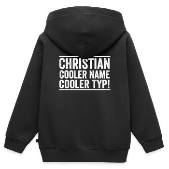 Vorname Chris Christian - Kinder Premium Organic Zip Hoodie - Schwarz - Hinten - AI Model Kid Male (0cm)
