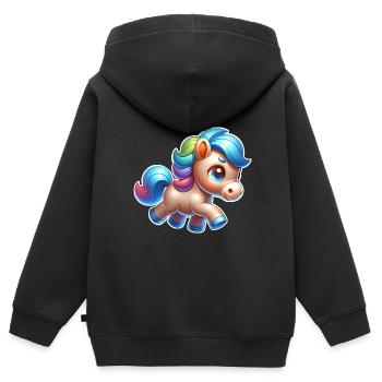 Pony - Kids Premium Organic Zip-up Hoodie - black - Back - AI Model Kid Male (0cm)