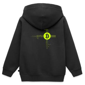 Das Coin Netzwerk - Kinder Premium Organic Zip Hoodie - Schwarz - Hinten - AI Model Kid Male (0cm)