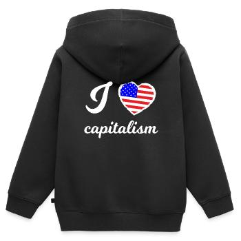 Ich liebe Kapitalismus - Kinder Premium Organic Zip Hoodie - Schwarz - Hinten - AI Model Kid Male (0cm)