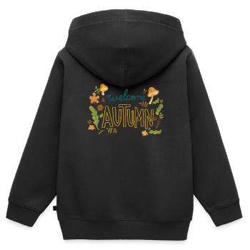 Willkommen im Herbst - Kinder Premium Organic Zip Hoodie - Schwarz - Hinten - AI Model Kid Male (0cm)
