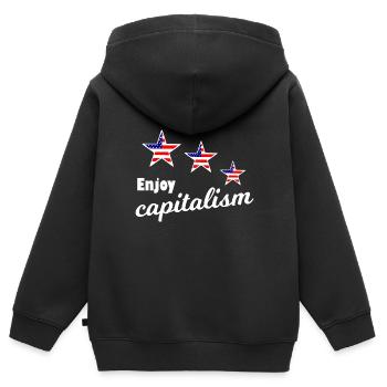 Geniese den Kapitalismus - Kinder Premium Organic Zip Hoodie - Schwarz - Hinten - AI Model Kid Male (0cm)